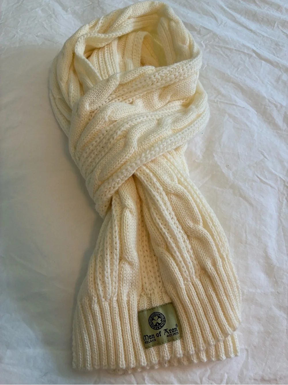 Man of Adam Irish Cream Cable Knit Scarf